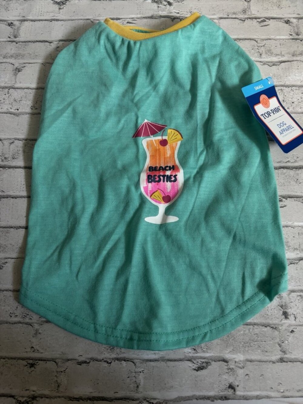 Top Paw Teal “Beach Besties” Dog Shirt Size S NWT